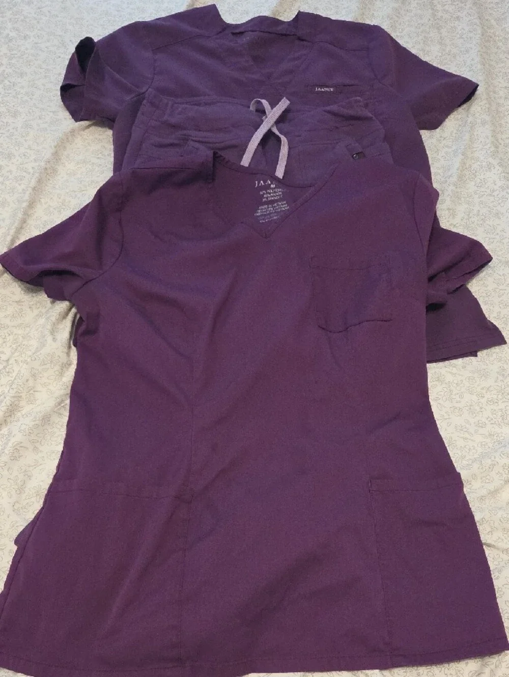 Jaanuu Women's Deep Purple Scrub Top and Jogger Set